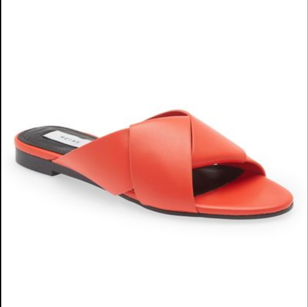 Reiss 'Orange Leather Slip On Flats